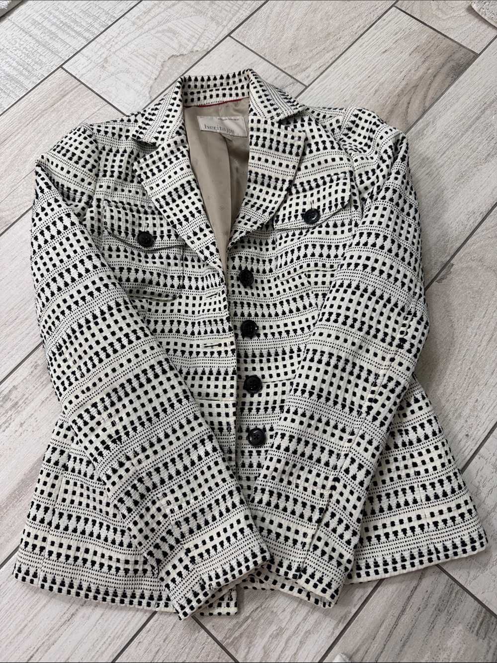 Banana Republic Black and White Textured Heritage Jacket